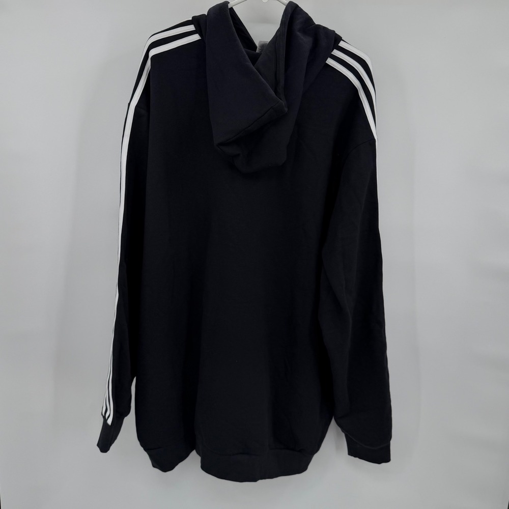 Adidas Hoodie Mens 4XL Black Big Logo 3-Stripes Fleece Pullover - Picture 3 of 7